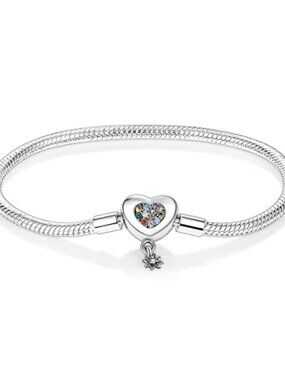 925 Sterling Silver Snake Chain Charm Bracelet